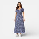 Women’s Floral V-Neck Midi Dress – Summer Wedding Guest Dress