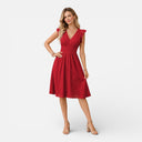 Damen Midikleid mit Lochspitze und V-Ausschnitt – Sommerkleid für Hochzeitsgäste