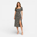 Damen Midikleid mit Blumenmuster und eckigem Ausschnitt – Eleganter Sommerstil