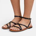 Damen Ledersandalen mit Riemchen Flach Klassisch für den Alltag