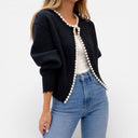 Barclay & Bloom | Women’s Pearl Trim Cardigan – Long Sleeve Knit Sweater