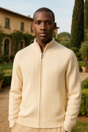 Miles Men’s Wool Zip Cardigan – Full Zip Knit Sweater with High Collar