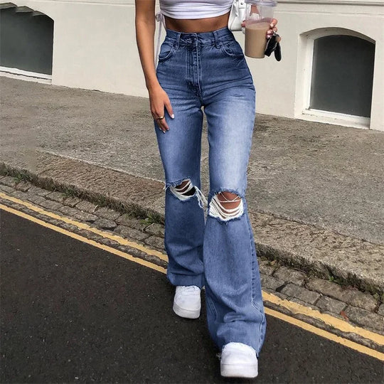 Amee - Casual Wijde Pijpen Denim Jeans Dames