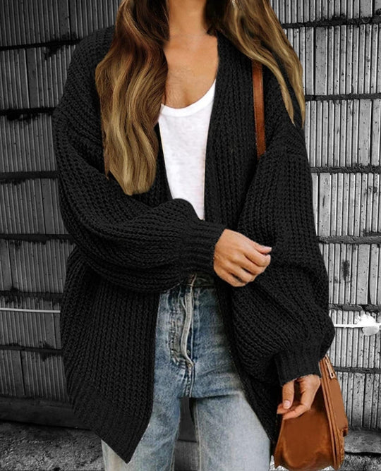Diana Damen Grobstrick Cardigan – Langarm Offener Front Pullover