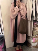 Emma Damen langer Strickcardigan – Offener Oversize-Mantel