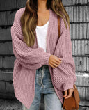 Diana Women’s Chunky Knit Cardigan – Long Sleeve Open Front Sweater