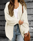 Diana Women’s Chunky Knit Cardigan – Long Sleeve Open Front Sweater