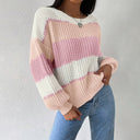 Alina | Damen gestreifter grob gestrickter Pullover