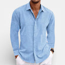 Men’s Long Sleeve Button-Up Shirt Lightweight Relaxed Fit