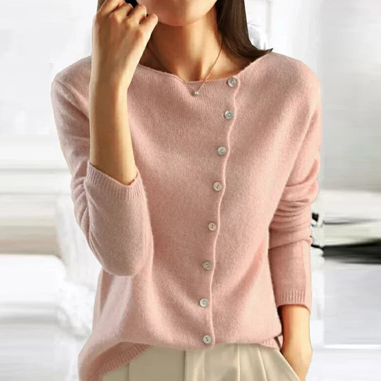Sweter Juul - Stylowy kardigan z asymetrycznym wzorem guzików