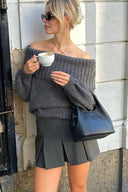 Clara | Damen Strickpullover mit Carmenausschnitt