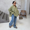 Tamsin – Dames Losse Geplooide Blouse met Lange Mouwen