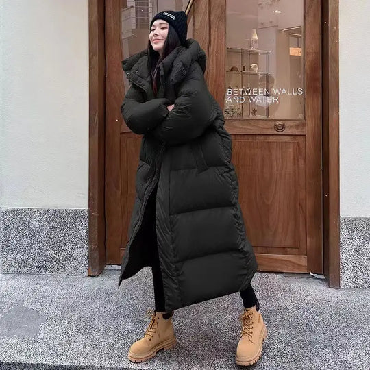 Lisa Damen Kapuzen Steppmantel – Lange Winterjacke