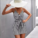 Mira – Dames Gestreepte V-hals Mouwloze Playsuit