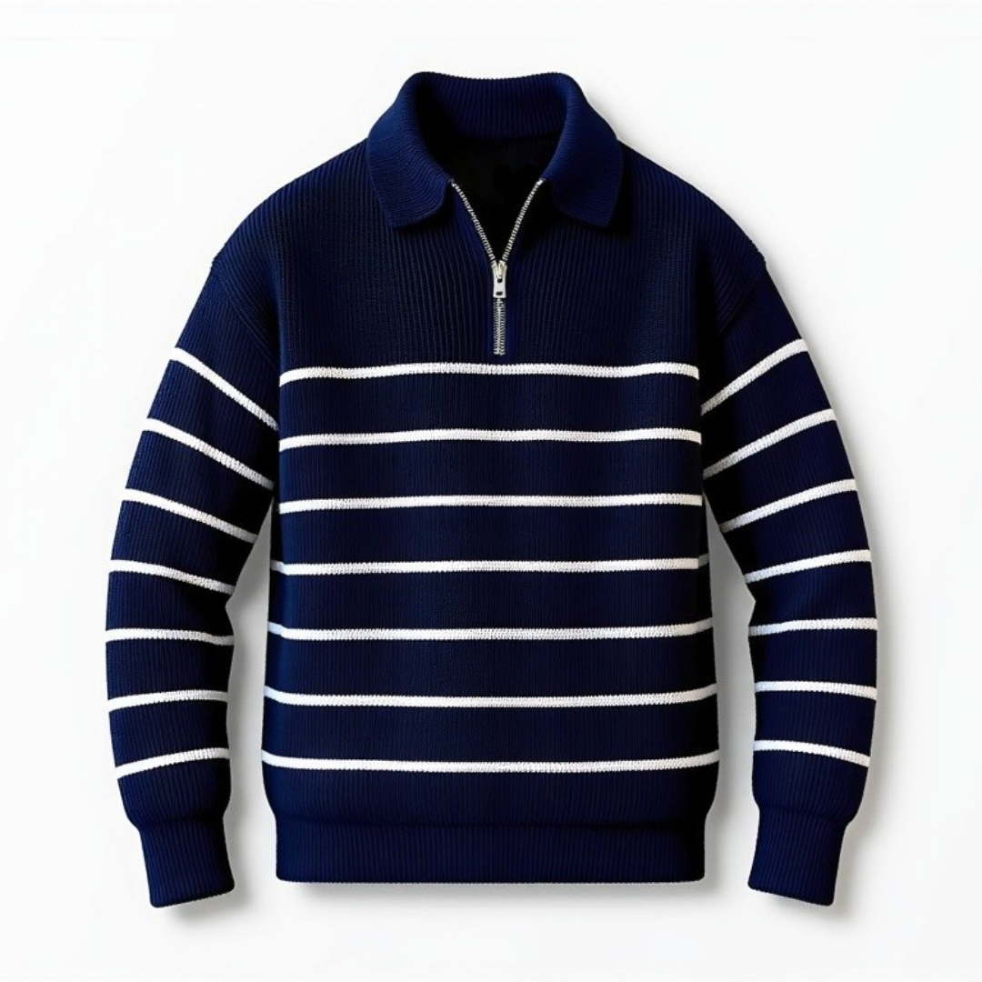 Adrian | Men's Striped Half-Zip Sweater