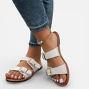 Women’s Double Buckle Flat Sandals Lightweight