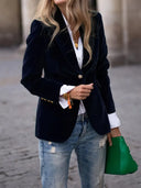 Odessa | Velvet Blazer with Button Detail