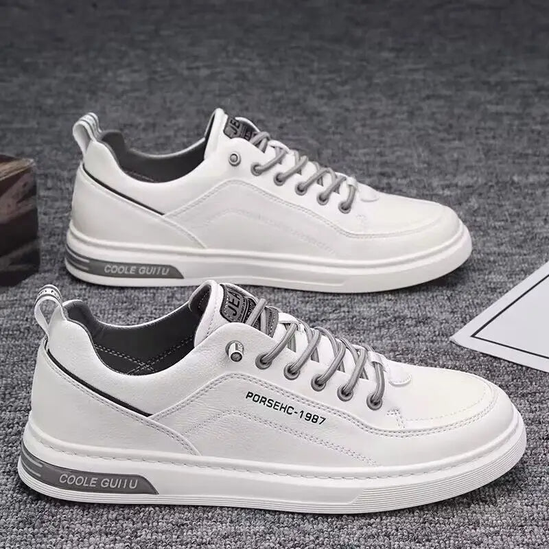 Lennox Herren Freizeitsneaker – Niedrige weiße Lederschuhe