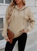 Barclay & Bloom | Damen Steppkapuzenpullover – Langärmeliger Pullover mit Knöpfen und Kängurutasche