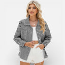 Women’s Blouse Cotton Button Down Classic Striped Long Sleeve