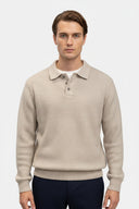 Barclay & Bloom | Men’s Knitted Polo Sweater – Ribbed Wool Blend Long Sleeve