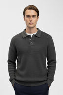 Barclay & Bloom | Men’s Knitted Polo Sweater – Ribbed Wool Blend Long Sleeve