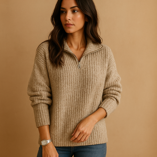 Barclay & Bloom | Women’s Knit Sweater – Ribbed Half Zip Pullover
