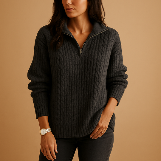 Barclay & Bloom | Women’s Knit Sweater – Ribbed Half Zip Pullover