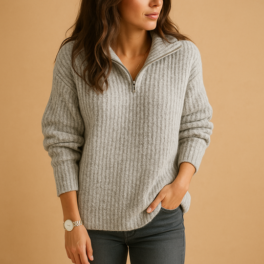 Barclay & Bloom | Women’s Knit Sweater – Ribbed Half Zip Pullover