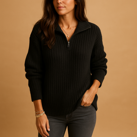 Barclay & Bloom | Women’s Knit Sweater – Ribbed Half Zip Pullover