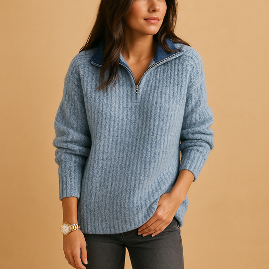 Barclay & Bloom | Women’s Knit Sweater – Ribbed Half Zip Pullover