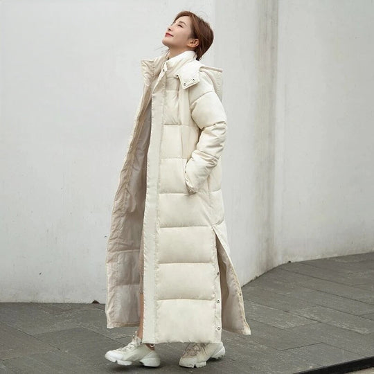 Mia Damen langer Steppmantel – Winterjacke in voller Länge