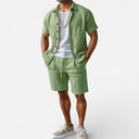 Men’s Cotton Linen Blend Two Piece Set Breathable Casual Summer Outfit