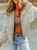 Lina Damen Steppjacke – Kurzer Reißverschluss vorne Wintermantel