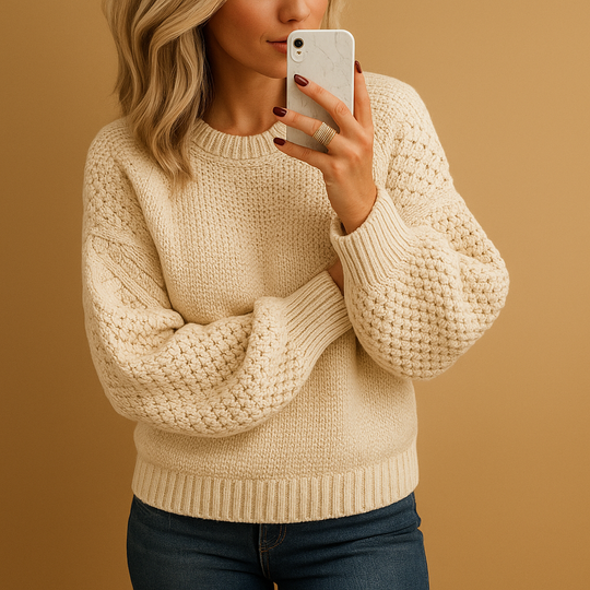 Barclay & Bloom | Women’s Chunky Knit Sweater – Textured Crew Neck Pullover