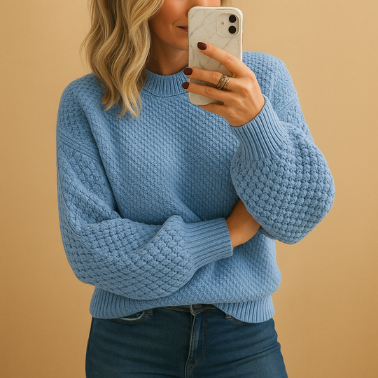 Barclay & Bloom | Women’s Chunky Knit Sweater – Textured Crew Neck Pullover