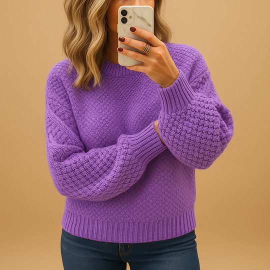 Barclay & Bloom | Women’s Chunky Knit Sweater – Textured Crew Neck Pullover