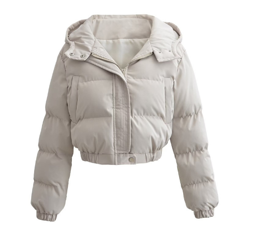 Women’s Cropped Puffer Jacket with Hood – Winter Streetwear