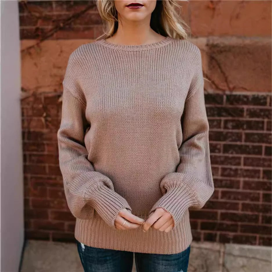 Sophia Women’s Knit Sweater – Classic Crew Neck Pullover