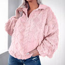 Emma Damen Fleece Pullover – Gemütlicher Halb-Reißverschluss Plüschpullover