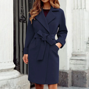 Damen Winterjacke – Woll-Trenchcoat mit Gürtel