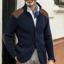 Harrison heren gebreide cardigan – met knopen en suède details