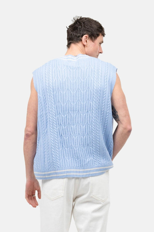 Barclay & Bloom - Men's Cable Knitted Tank Top Light Blue