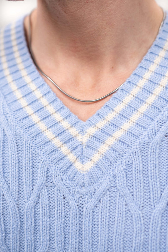 Barclay & Bloom - Men's Cable Knitted Tank Top Light Blue