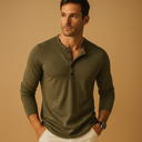 Dylan Men’s Henley Shirt – Long Sleeve Cotton Casual Top