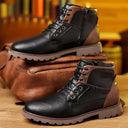 Colton Men’s Boots – Leather Lace-Up Ankle Boots with Side Zipper