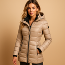 Barclay & Bloom | Damen langer Steppmantel – gesteppte Kapuzen-Winterjacke