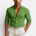 Men’s Button-Down Shirt Linen Blend Lightweight Slim Fit