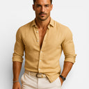 Men’s Button-Down Shirt Linen Blend Lightweight Slim Fit