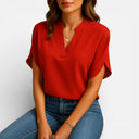 Women’s Chiffon Blouse Lightweight Comfort Elegant Short Sleeve